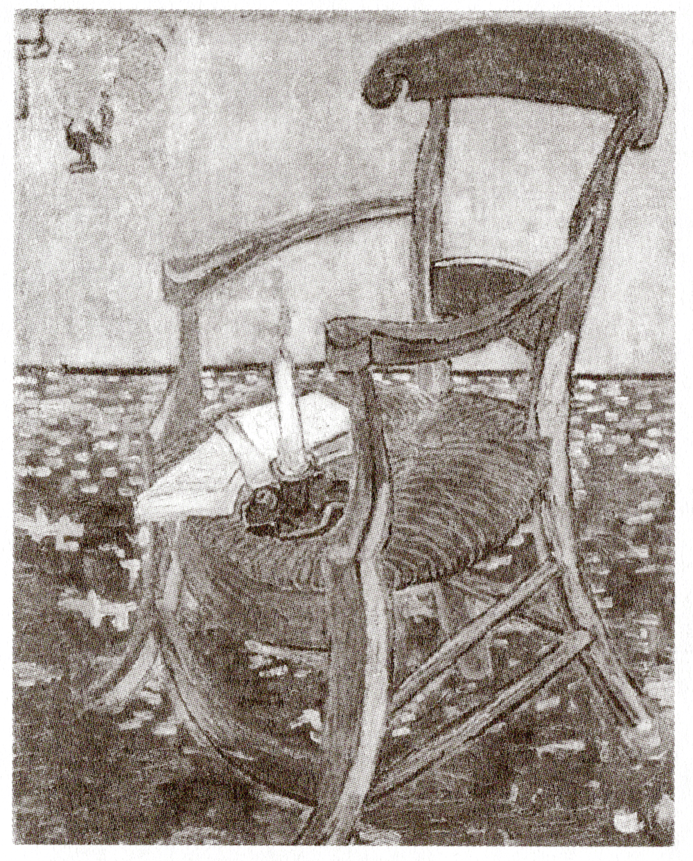 Van Gogh's Chair with a pipe and tobacco.